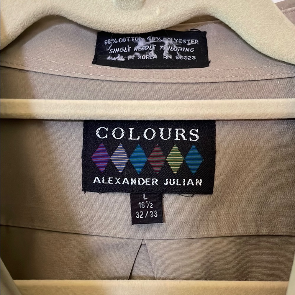 Vintage Alexander Julian light tan Button Down Shirt - Picture 2 of 2